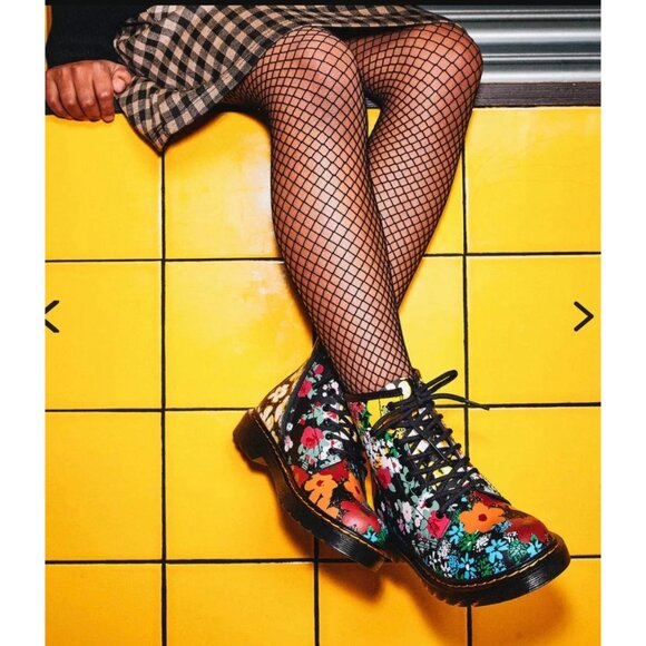 Dr. Martens 1460 Floral Mash Up Black Leather Lace Up Boots Size US 4 Juniors - Picture 15 of 15